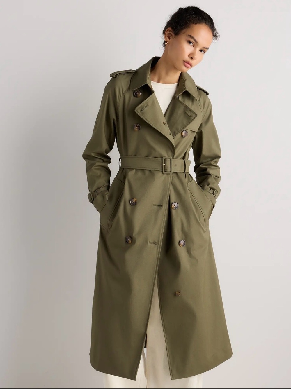 Quince Olive Green Trench Coat